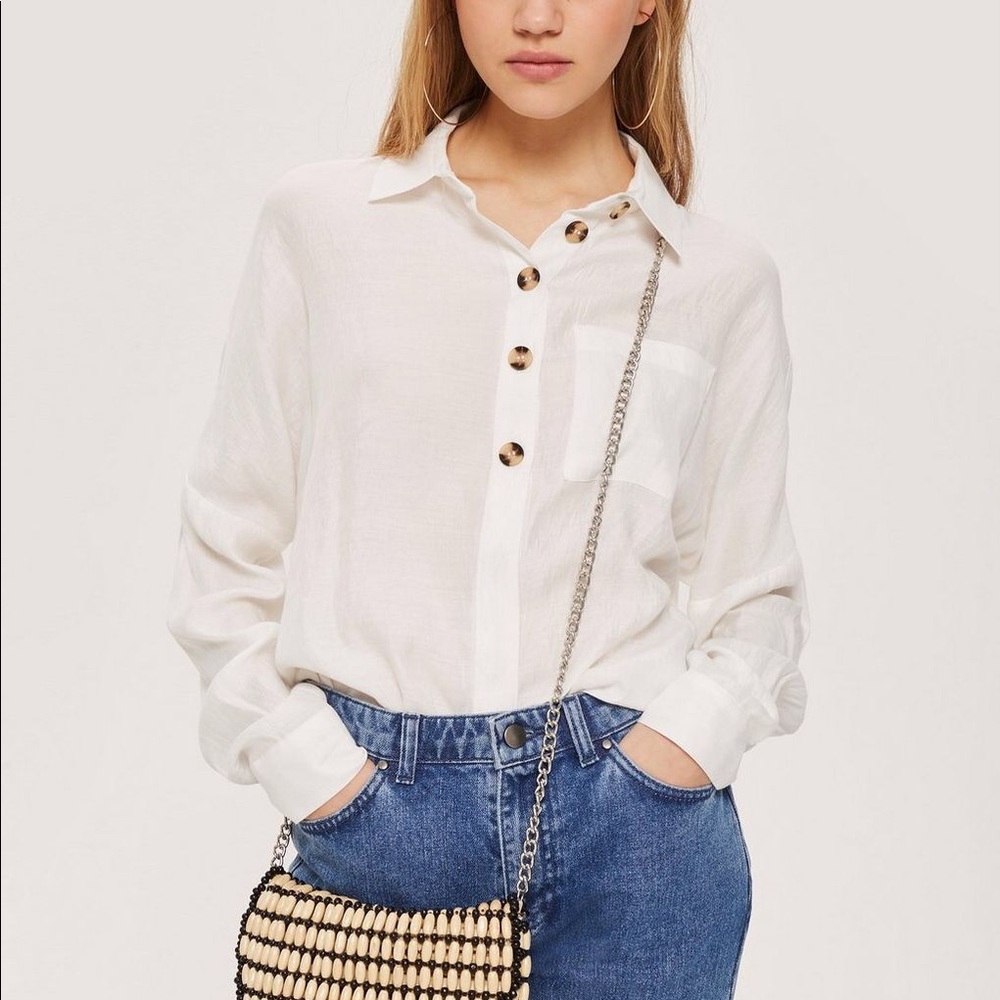 Topshop Lightweight Casual Button Down Shirt XS